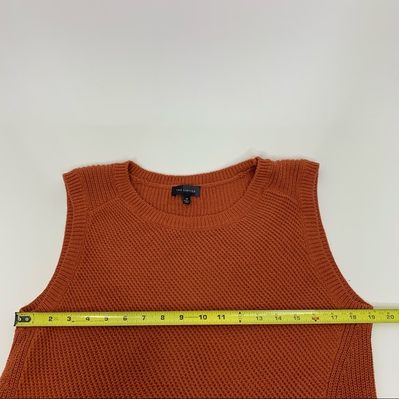 The Limited Solid Orange Wide Knit Sleeveless Crewneck Sweater Tunic Size Medium - Picture 11 of 12